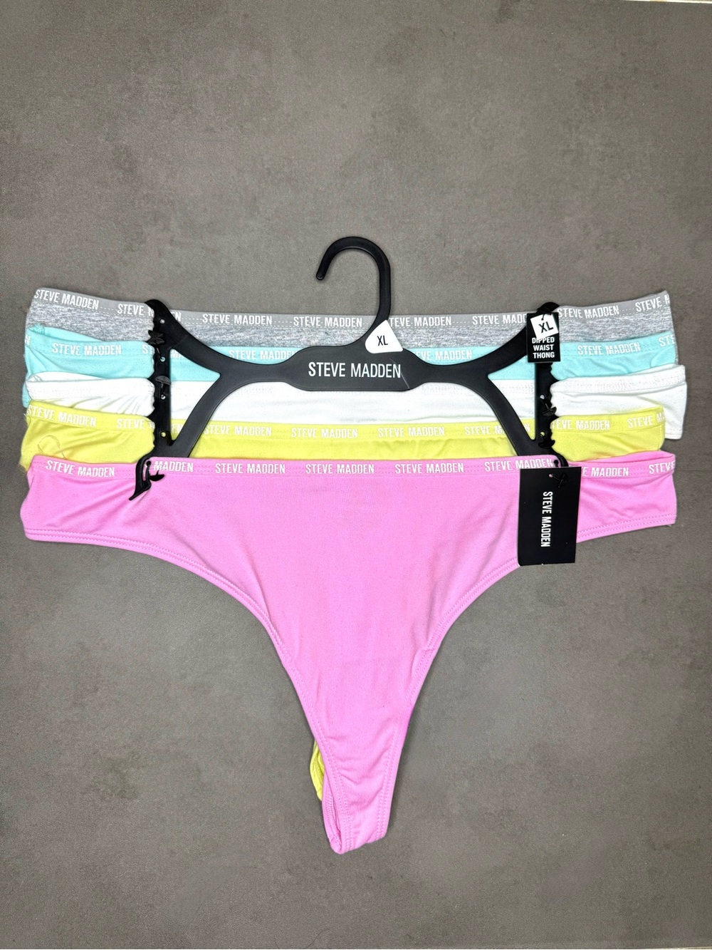 Steve‎ Madden Pastel Dipped Waist Thong Set — Pink, Yellow, Mint, White, Gray